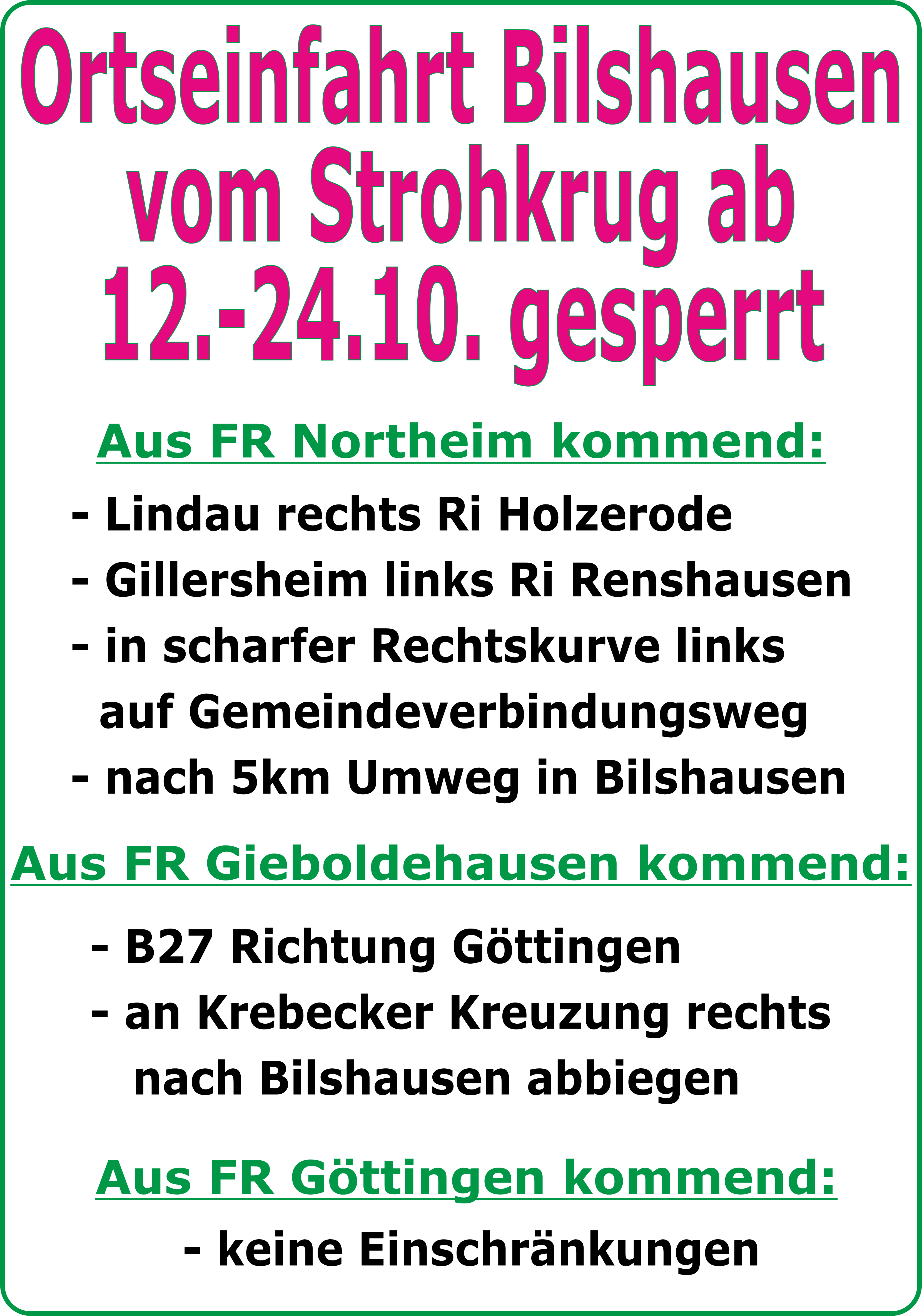 Umleitung 12.-24.10.26